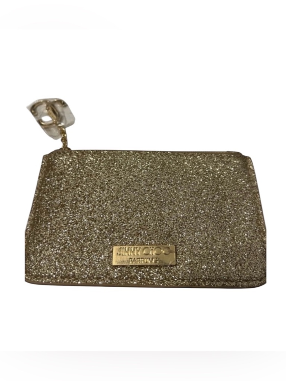 NWOT Jimmy Choo Parfume women’s mini gold sparkly glitter zip up ID/coin purse